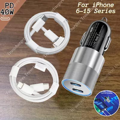 Type C Fast 40W Car Charger PD Adapter Cable For IPhone 15 14 13 12 11 IPad Pro • $11.02