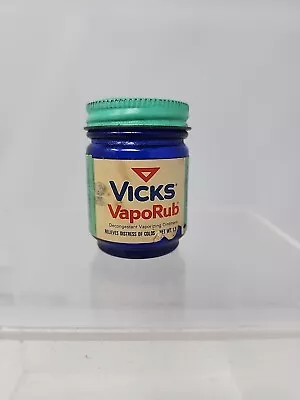 Vintage Vicks VapoRub 1.3 Oz Blue Glass Jar • $13