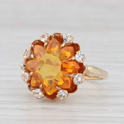 Lab Created Yellow Orange Sapphire White Spinel 10k Yellow Gold Ring Size 5.75 • $299.99