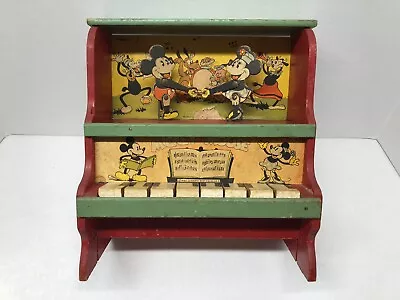 Rare 1936 Dancing Mickey And Minnie Mouse Toy Wooden Piano • $200.06