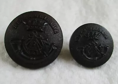 2x British Army: RIFLE BRIGADE BLACK HORN BUTTONS  (23mm-17mm WW2 Period) • £6.99