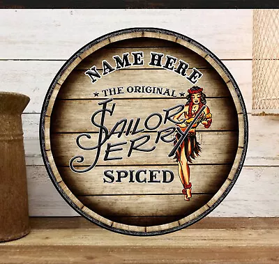 Personalised Sailor Jerry Spiced Rum Bar  Round  Wall Shed  Retro  RRS067 • £11.95