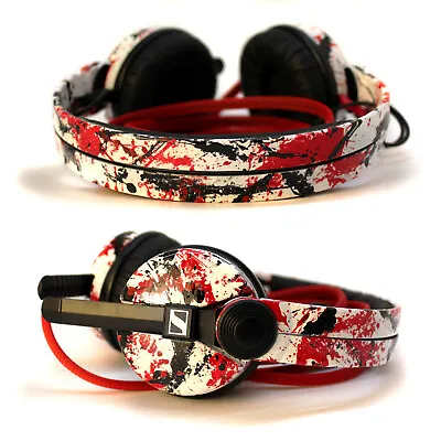 $295.72 • Buy Custom Cans Red & Black Splatter Sennheiser HD25 DJ Headphones 2yr Warranty 