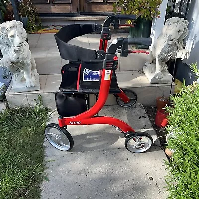 $125 • Buy Drive Medical Nitro Rollator Style 4 Wheel Adult Walker W/Seat Red 2A1608301835