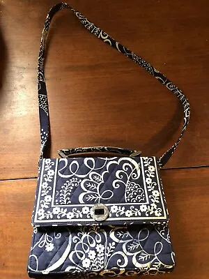 Vera Bradley JULIA Turn Lock In TWIRLY BIRDS NAVY Crossbody Handbag. • $15.99