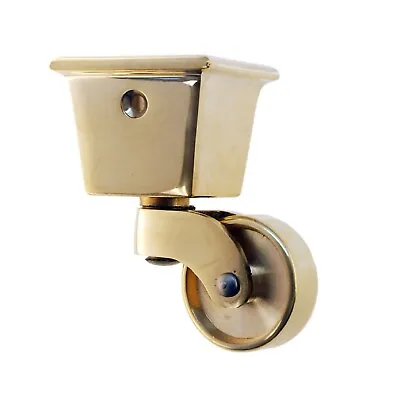 1-1/4  Cast Brass Square Cup Caster With Brass Finish Antique Vintage Caster  • $20.35