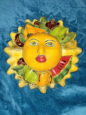 Talavera Sun Face Folk Art Mexican Pottery Hand Painted Home Decor 11  • $48.99