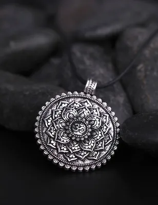 $8.98 • Buy Vintage Wicca Flower Of Life Sacred Geometry Pendant Om Yoga Talisman Necklace 