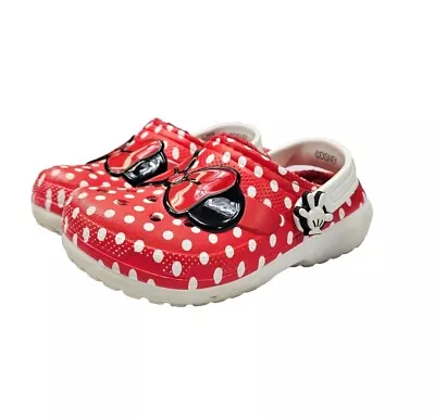 Crocs Toddler Classic Clogs Minnie Mouse Lined Faux Fur Size 10 208027 C10 Shoes • $21.22