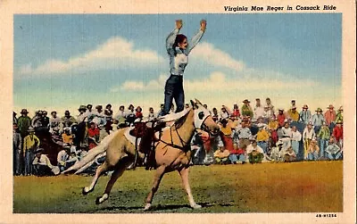 Postcard Rodeo Virginia Mae Reger Cossack Ride Horse Cowgirl 1946 A747 • £15.43