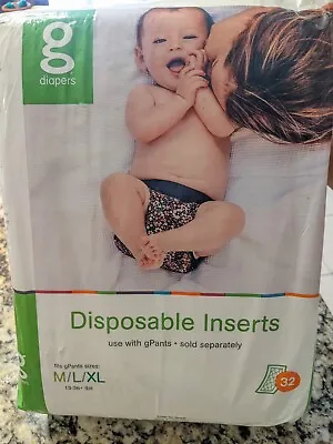 Gdiapers Disposable Biodegradable Flushable Inserts M/L/XL 13-36 LBS 32 Count • $25