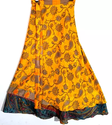 Incredible-art Women's Indian Sari Wrap Skirt Handmade Reversible Vintage Hippie • $26.07