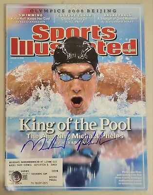 Michael Phelps Signed Sports Illustrated 8/18/08 Beckett Auto Olympics Swimming  • $399