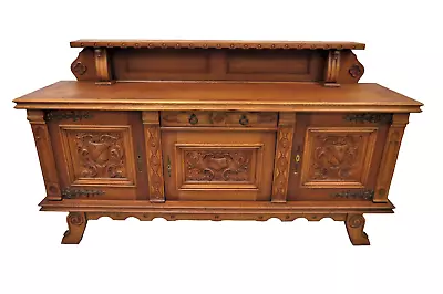 Vintage French Carved Sideboard Or Buffet With 1/4 Canopy • $750