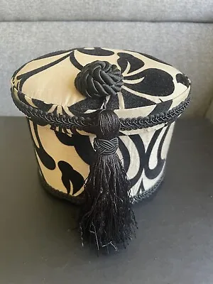 Jewellery Box Black And White With Black Lace Velvet & Black Tassels Large Size • $34.99