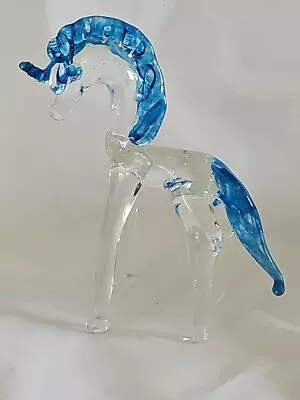 Horse Once A Unicorn Hand Blown Art Glass Miniature Figurine Dollhouse Animal • $6