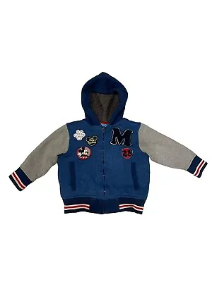 Disney Mickey Mouse Hoodie Sweatshirt Jacket Full Zip Blue Boys Size 2T GUC • $20.62