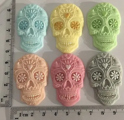 6X Skulls Edible Fondant Cupcake/Cake  Toppers - Birthdays/Halloween Party • £7