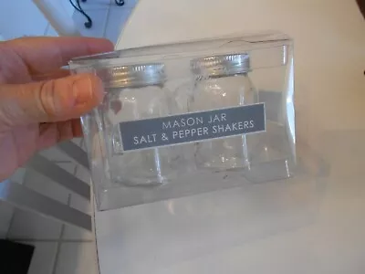 Mason Jar Glass Salt & Pepper Shakers In Original Package 3 1/4  Tall • $5.99