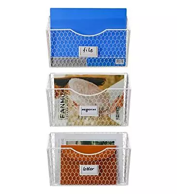 3 Pockets Hanging File Organizer Metal Wire Magazine Rack For Mail Letters • $37.85