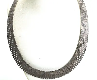 Sterling Silver Graduated Flex Choker Necklace With Etched Design • $70