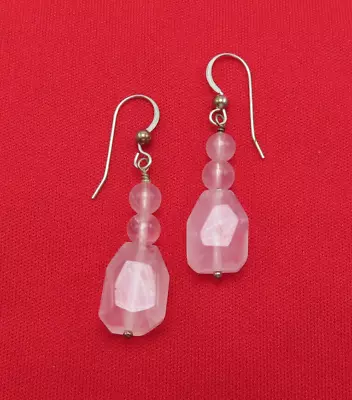 Jay King Earrings Mine Finds DTR Sterling Silver Light Pink Gemstone 1.5 In 796b • $37.99