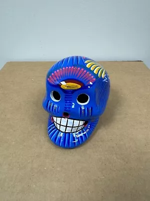 Authentic Mexican Day Of The Dead Folk Art Sugar Skull Clay Pottery Ceramic Blue • $18