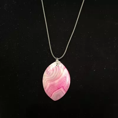 Natural Pink Agate Hand Carved 925 Silver Wire With Adjustable Cord 8”-19.5” • $28