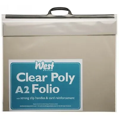 West Design A2 Clear Art Folio With Strong Clip Handles & Card Reinforcement • £8.99