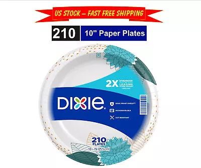 210 Count Dixie Disposable Paper Plates 10 In Microwaveable Strong & Convenient • $19.98