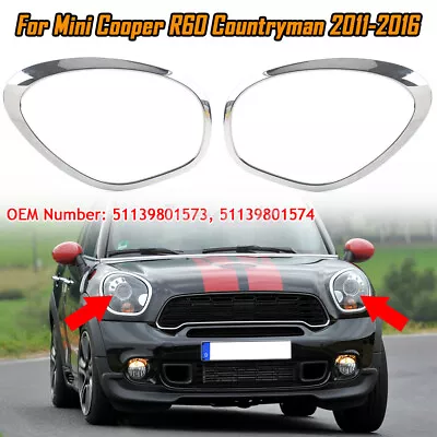 Pair Headlight Trim Ring Bezel Chrome For MINI R60 Cooper Countryman 2011-2016 • $53.90