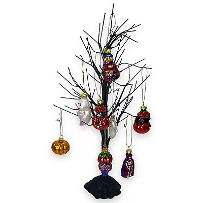 Halloween Tree  Mini Glass Ornaments And Hallmark Display Tree Ghost Dept 56 • $41.77