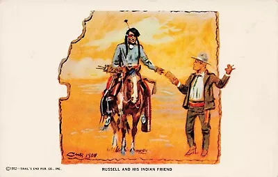 Charles Russell Montana Artist Russell & His Indian Friend Vintage PC • $4