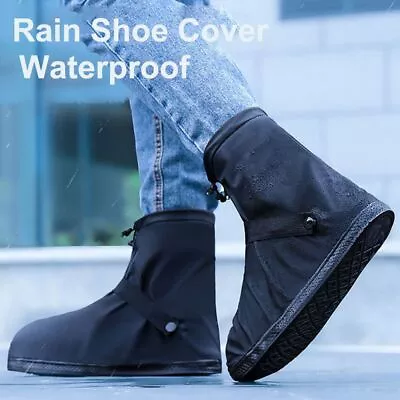 Galoshes Rain Boot Rainproof Shoes Cover Waterproof Rain Shoe Cover Zipper • £13.22