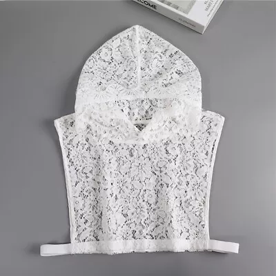 Hooded Half Blouse Cropped Top Detachable Women Lace Fake Collar Hollow Floral • £11.99