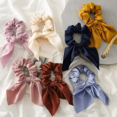 £3.29 • Buy Scrunchie Scarf Hair Bow Ponytail Elastic Boho Hairband Rope Ribbon Ties