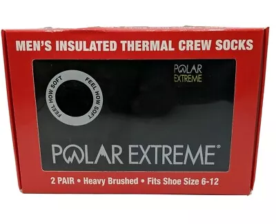 Polar Extreme Men's 2 Pair Thermal Insulated Fleece Crew Socks Black & Navy Blue • $19.99