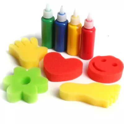 £5.25 • Buy 9Pc CHILDRENS SPONGE PAINT SET Kids Fun Messy Painting Play Stamp Cardmaking Kit