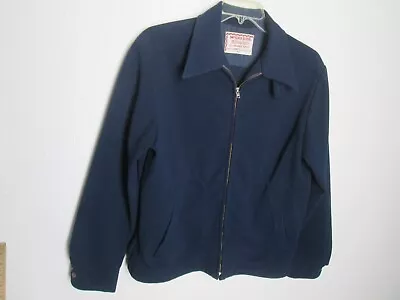 Vintage McGregor Drizzler Jacket 42 Double Knit Zepel Dark Navy Blue Windbreaker • $166.01