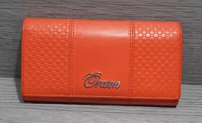 OROTON Orange Leather Ladies Wallet Purse Signature Impressed Pattern • $30