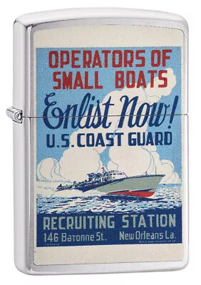 $30.99 • Buy New Genuine ZIPPO Windproof Lighter Enlist Now US Coast Guard Brushed Chrome