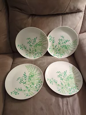 Vintage Vera For Mikasa GREEN LACY FERN 10.5  Dinner Plate - Set Of 4 EUC! • $45