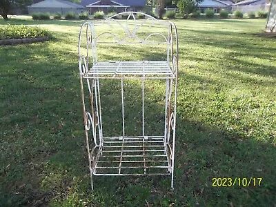 Vintage Wrought Iron 2-Tier Folding Plant Stand - Heavy And Strong! • $89