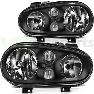 $71 • Buy For Volkswagen Golf 1999-2006 Black Housing Headlights Assembly Replacement Pair