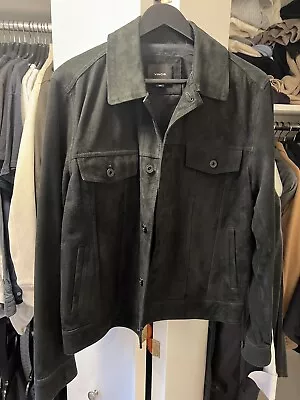 Vince Goat Leather Suede Trucker Jacket Size Medium $1000 Retail • $250