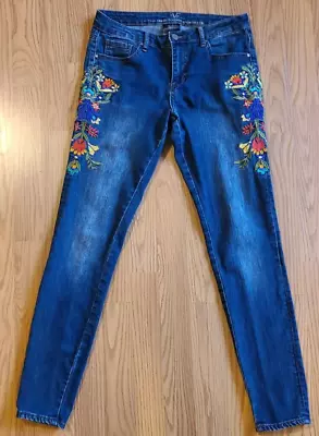 VERSACE V1969 ITALIA ABBIGLIAMENTO SPORTIVO SRL FLORAL EMBROIDERED JEANS Sz 26/2 • $9.99