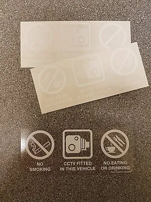 £2.49 • Buy PACK Of 2 CCTV Active - No Smoking - No Eating Taxi Sign - Window Stickers