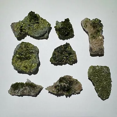 8pc Lot Epidote With Quartz Crystal Set 64g Mineral Set - Imilchil Morocco • $29.95