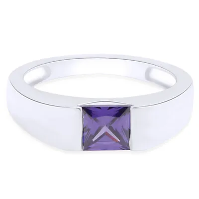 Mens Engagement Band Ring Simulated Alexandrite Sapphire 925 Sterling Silver • $54.59