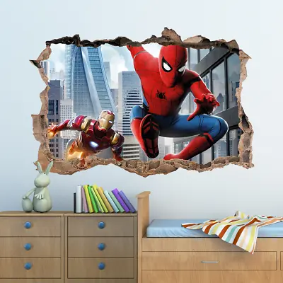 £8.99 • Buy 3D Marvel Spiderman Hole In Wall Sticker Art Decal Decor Kids Bedroom Decoration